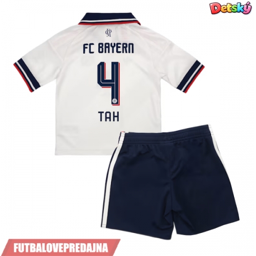 Lacne Dětský Futbalové dres Bayern Munich Jonathan Tah #4 2026-27 Krátky Rukáv - Preč (+ trenírky)